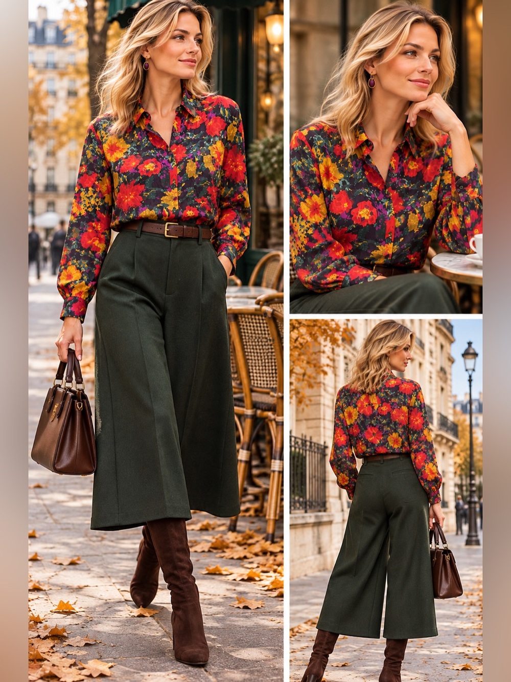 Floral Button-Front Silk Blouse in Multicolor
